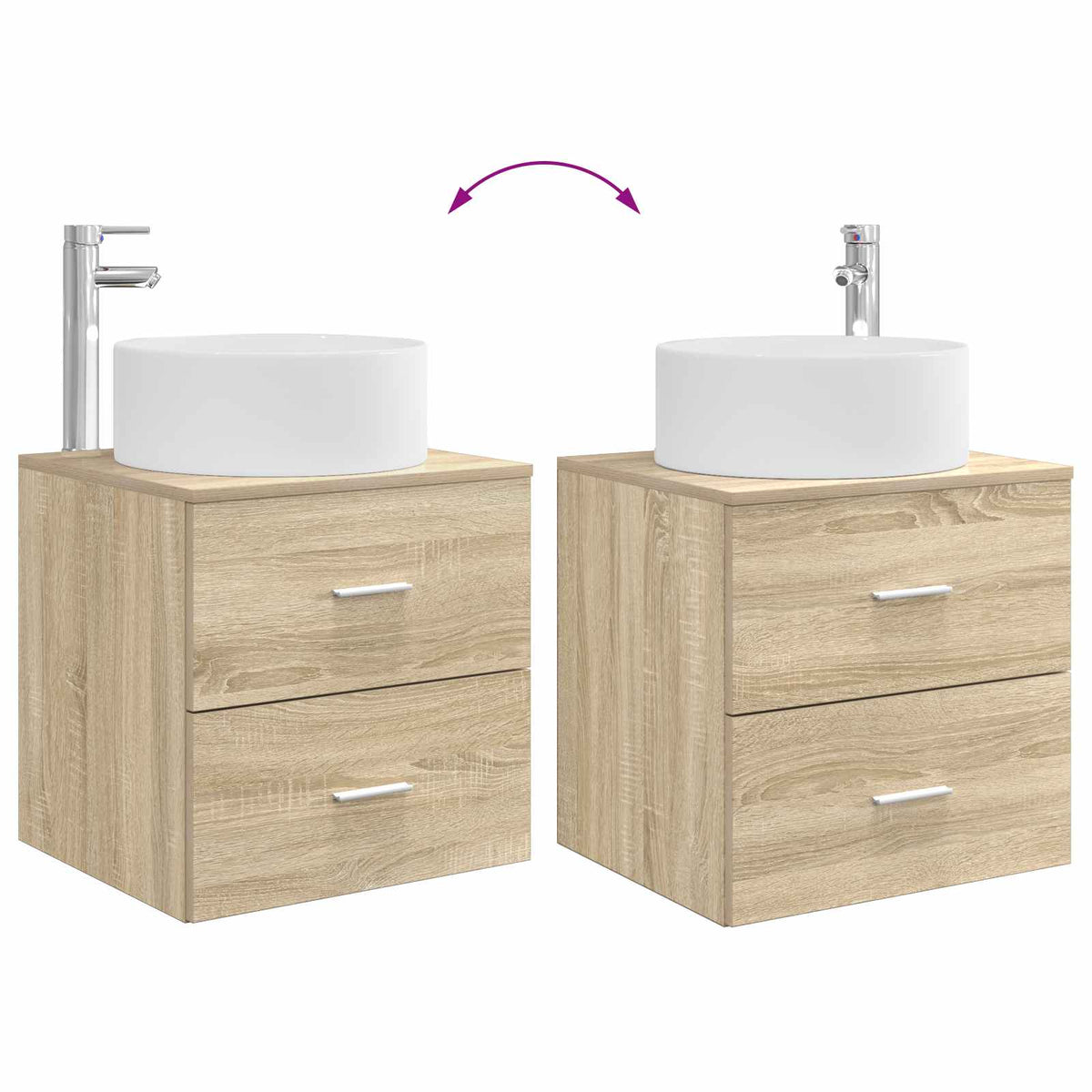Badezimmermöbel-Set 3 stk. Sonoma-Eiche 129 x 44,5 x 80 cm