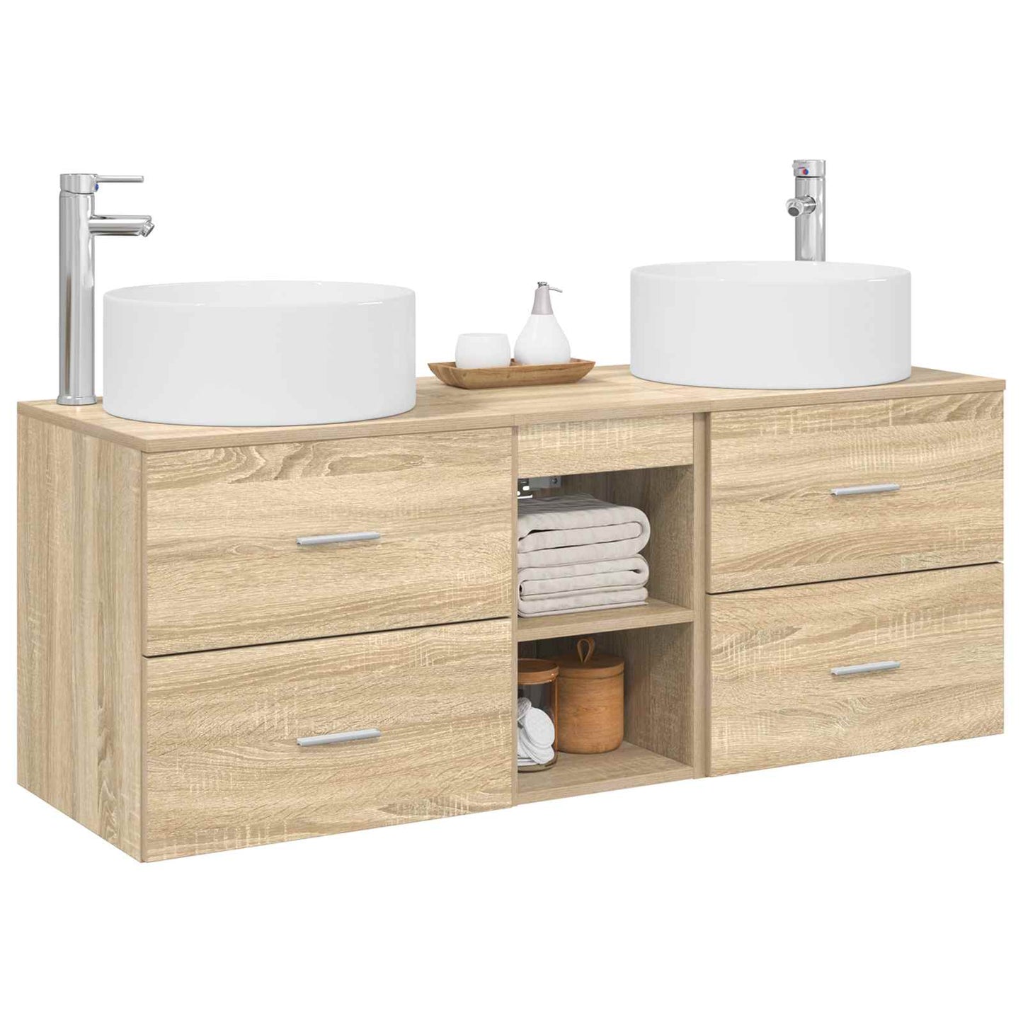 Badezimmermöbel-Set 3 stk. Sonoma-Eiche 49,5 x 44,5 x 65,5 cm