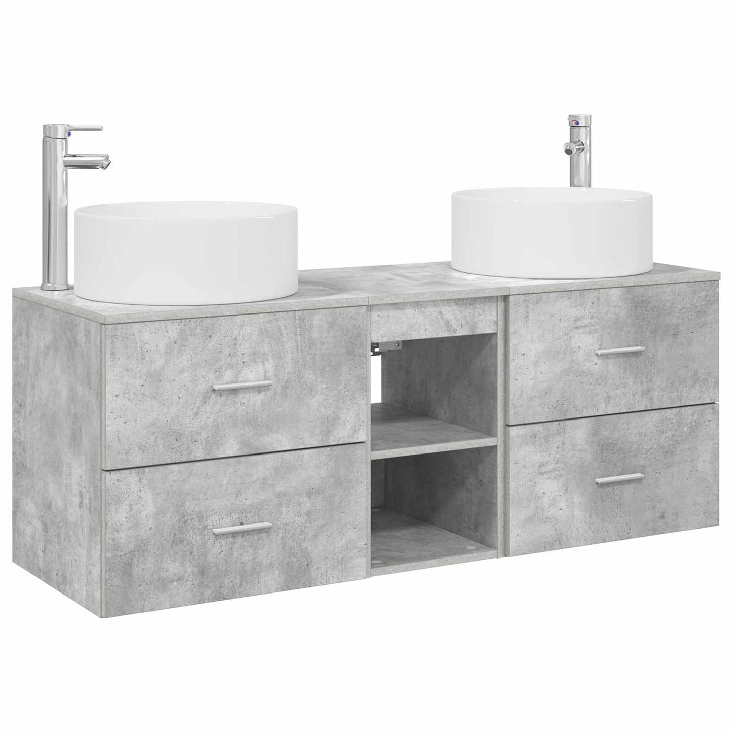 Badezimmermöbel-Set 3 stk. Betongrau 49,5 x 44,5 x 65,5 cm