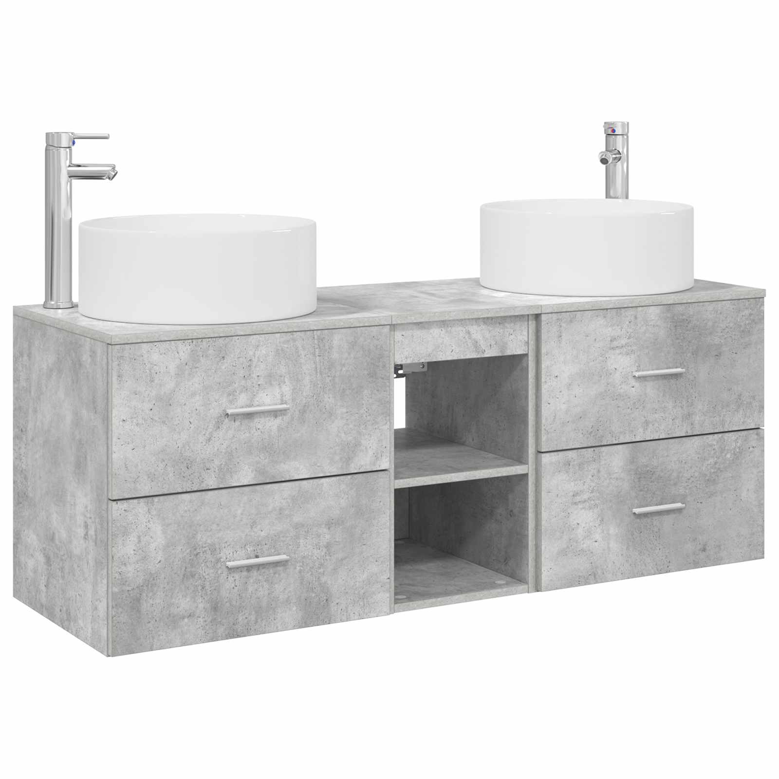 Badezimmermöbel-Set 3 stk. Betongrau 49,5 x 44,5 x 65,5 cm