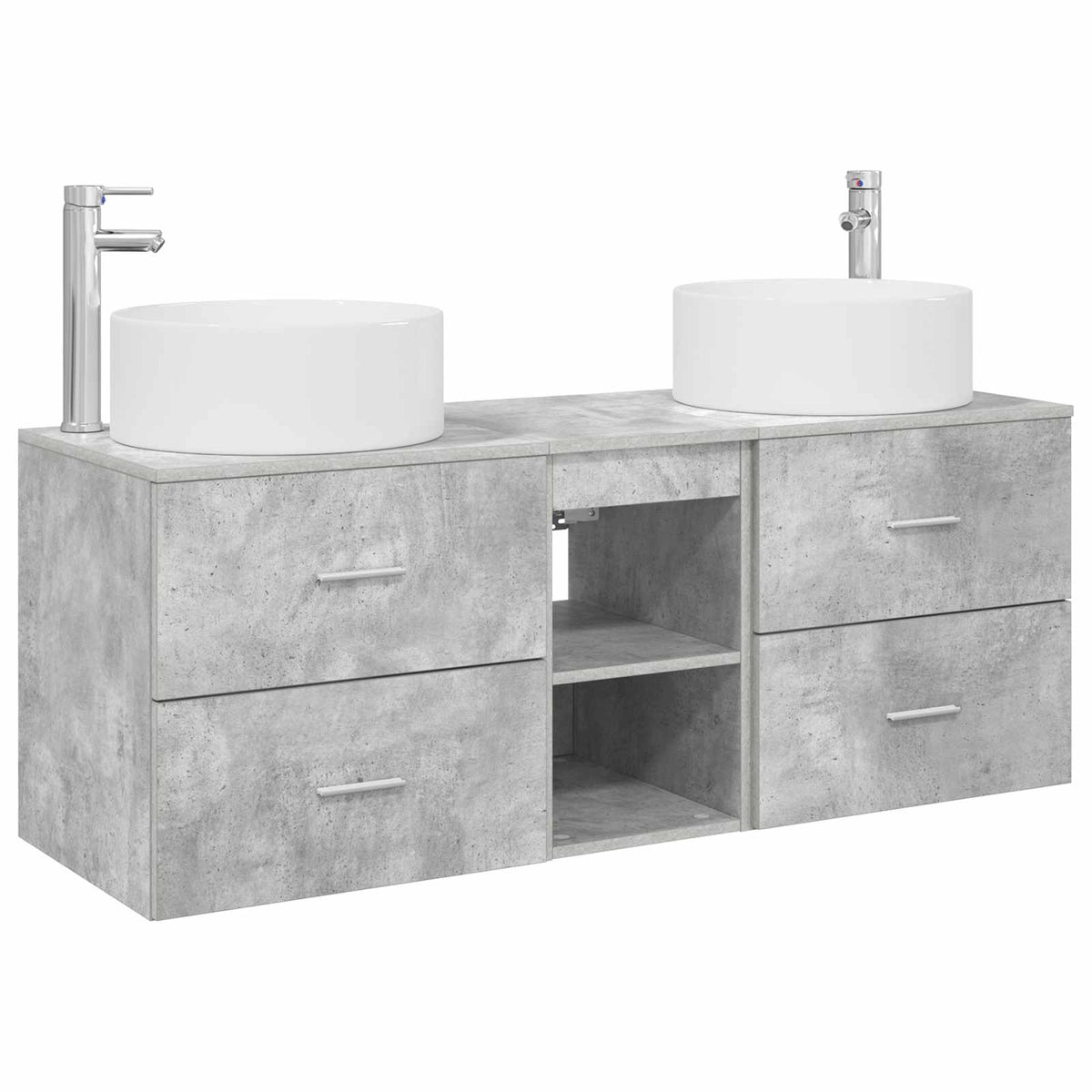 Badezimmermöbel-Set 3 stk. Betongrau 129 x 44,5 x 80 cm