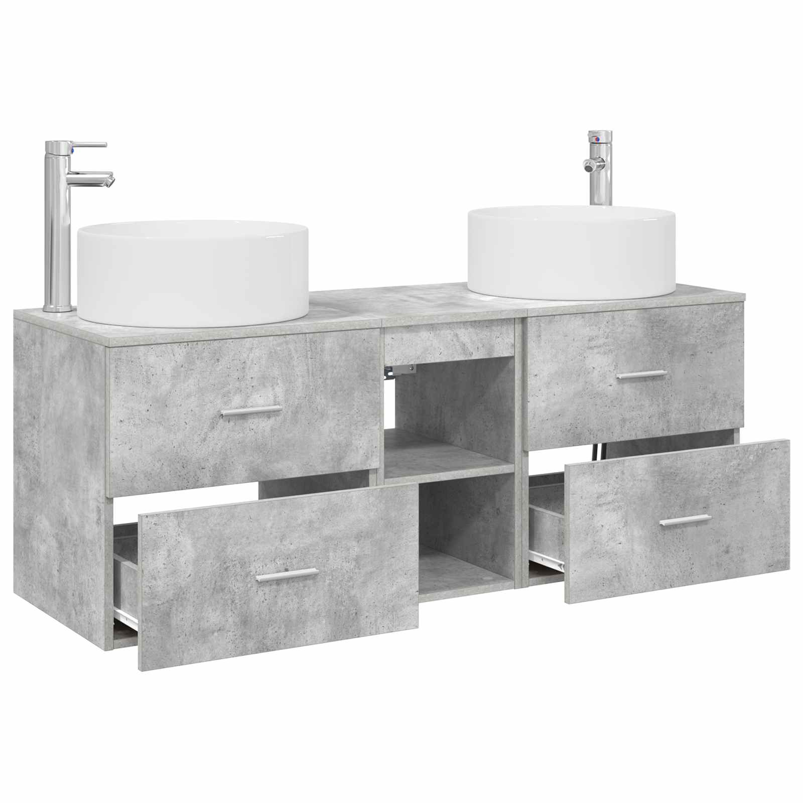 Badezimmermöbel-Set 3 stk. Betongrau 49,5 x 44,5 x 65,5 cm