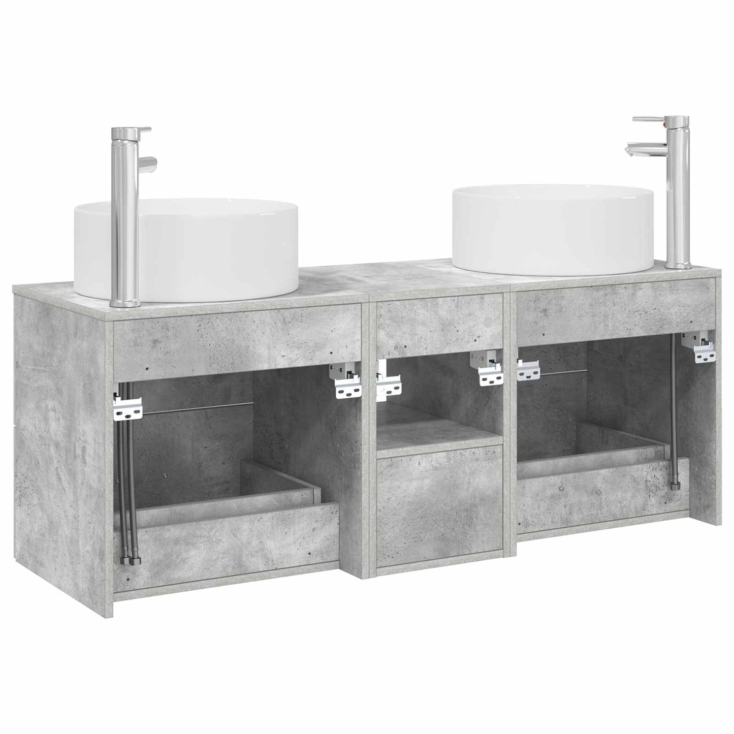 Badezimmermöbel-Set 3 stk. Betongrau 49,5 x 44,5 x 65,5 cm