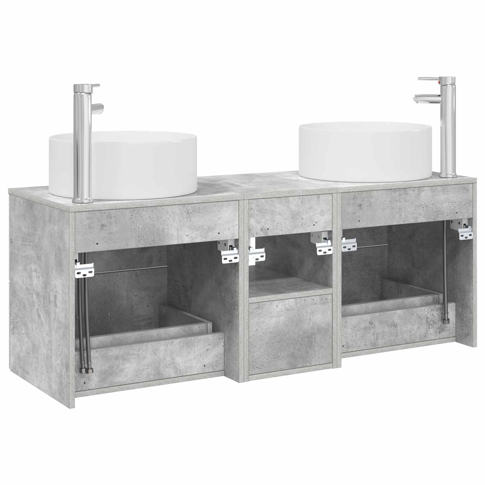 Badezimmermöbel-Set 3 stk. Betongrau 49,5 x 44,5 x 65,5 cm