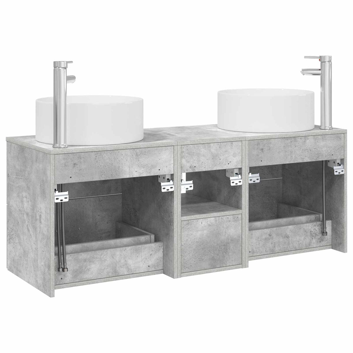 Badezimmermöbel-Set 3 stk. Betongrau 129 x 44,5 x 80 cm