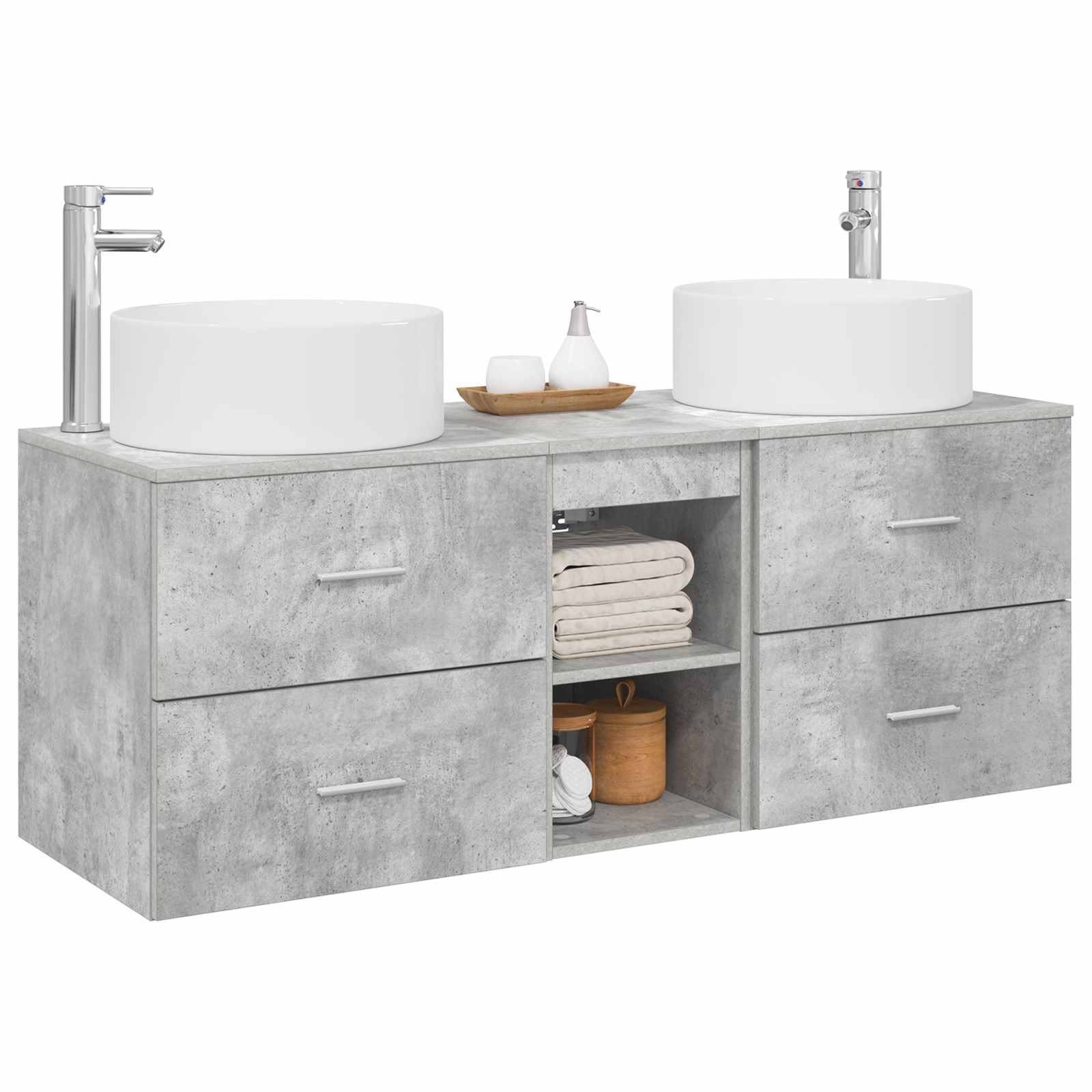Badezimmermöbel-Set 3 stk. Betongrau 49,5 x 44,5 x 65,5 cm