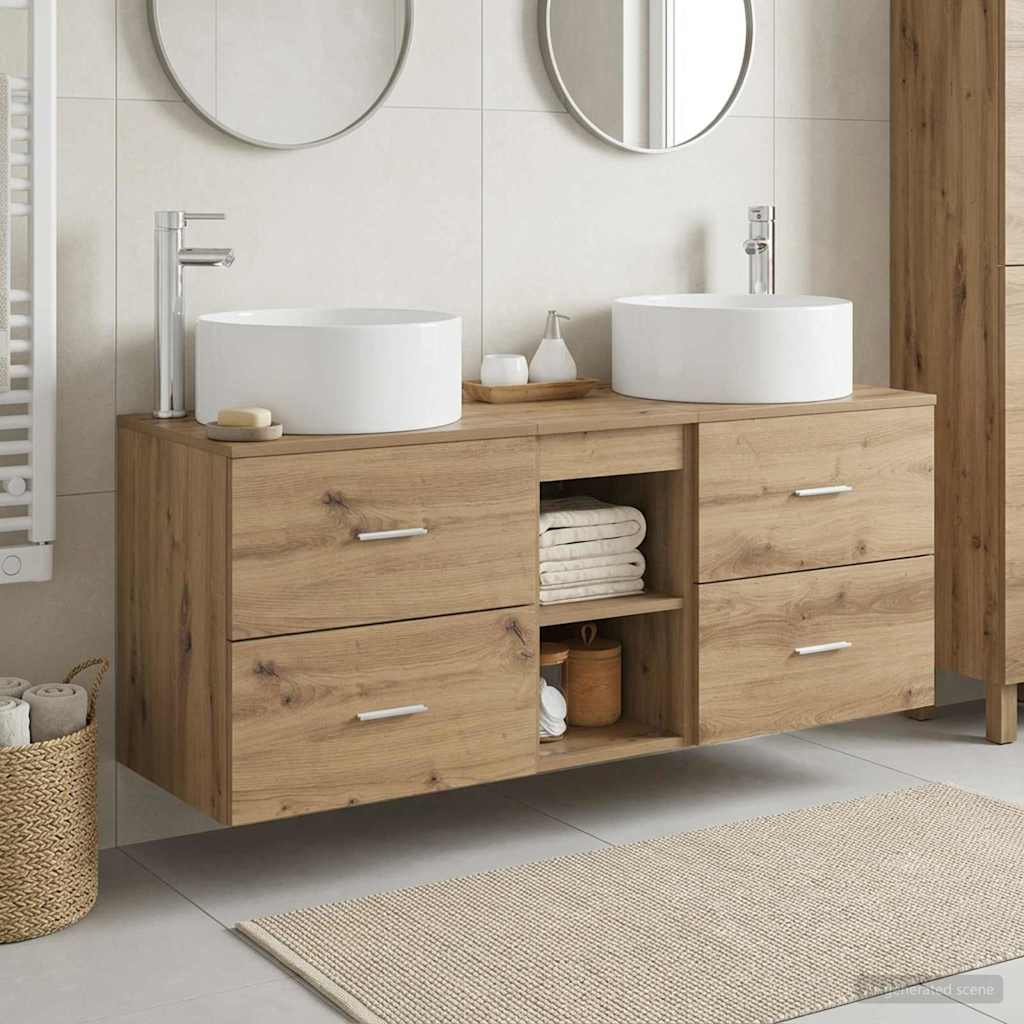 Badezimmermöbel-Set 3 Stk. Artisan-Eiche 49,5 x 44,5 x 65,5 cm
