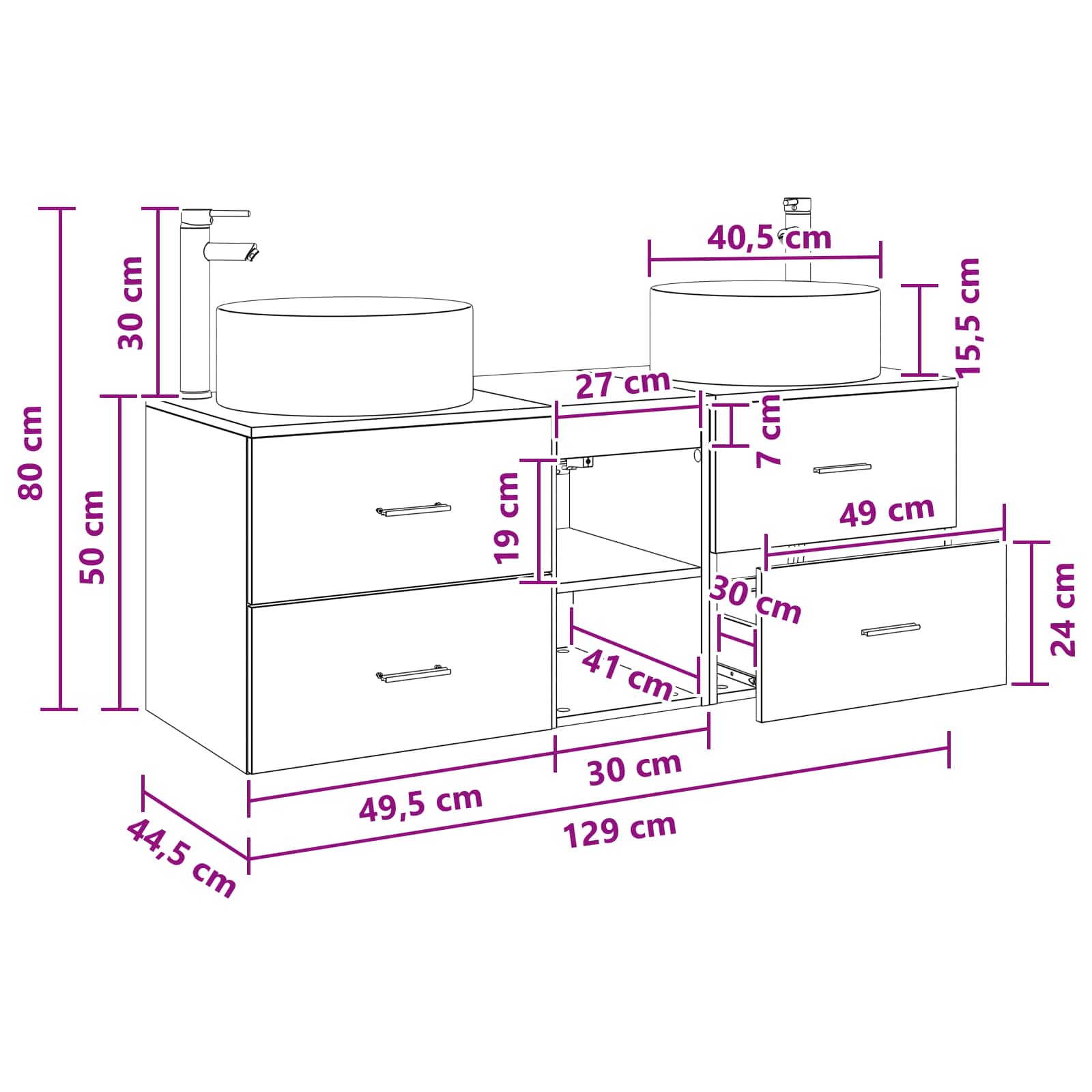 Badezimmermöbel-Set 3 Stk. Artisan-Eiche 49,5 x 44,5 x 65,5 cm