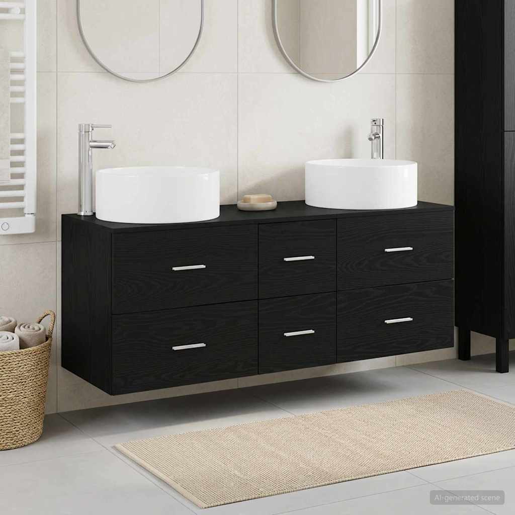 Badezimmermöbel-Set 3 stk. Schwarz 49,5 x 44,5 x 65,5 cm