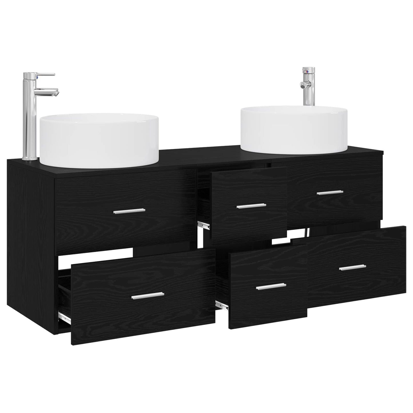 Badezimmermöbel-Set 3 stk. Schwarz 49,5 x 44,5 x 65,5 cm