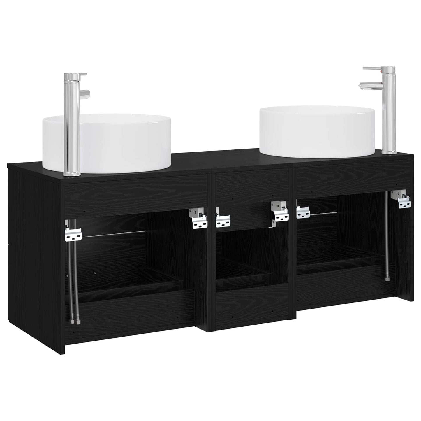 Badezimmermöbel-Set 3 stk. Schwarz 49,5 x 44,5 x 65,5 cm
