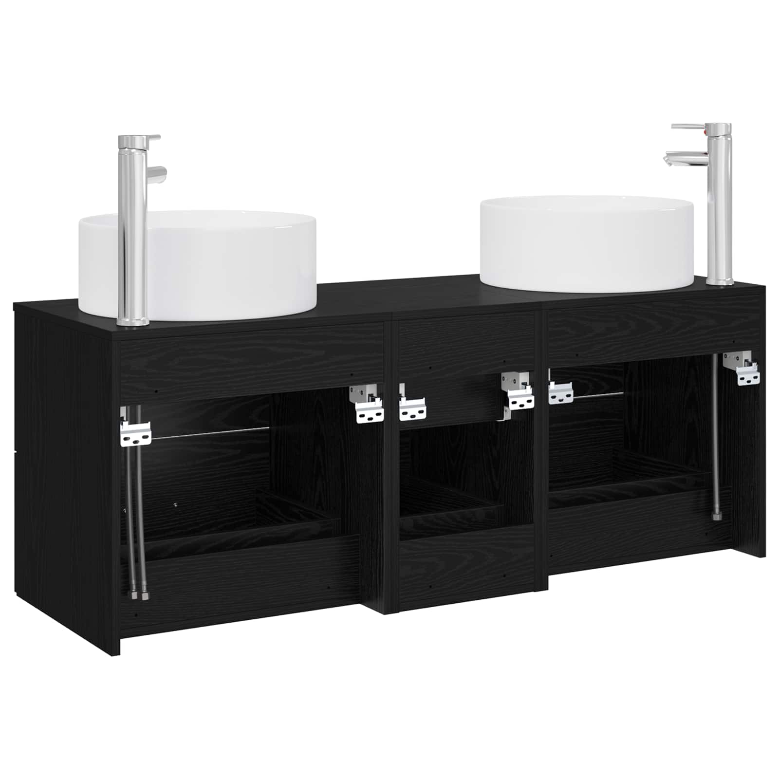 Badezimmermöbel-Set 3 stk. Schwarz 49,5 x 44,5 x 65,5 cm