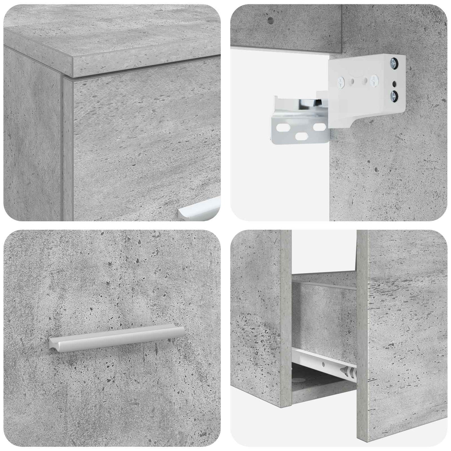 Badezimmermöbel-Set 3 stk. Betongrau 49,5 x 44,5 x 65,5 cm