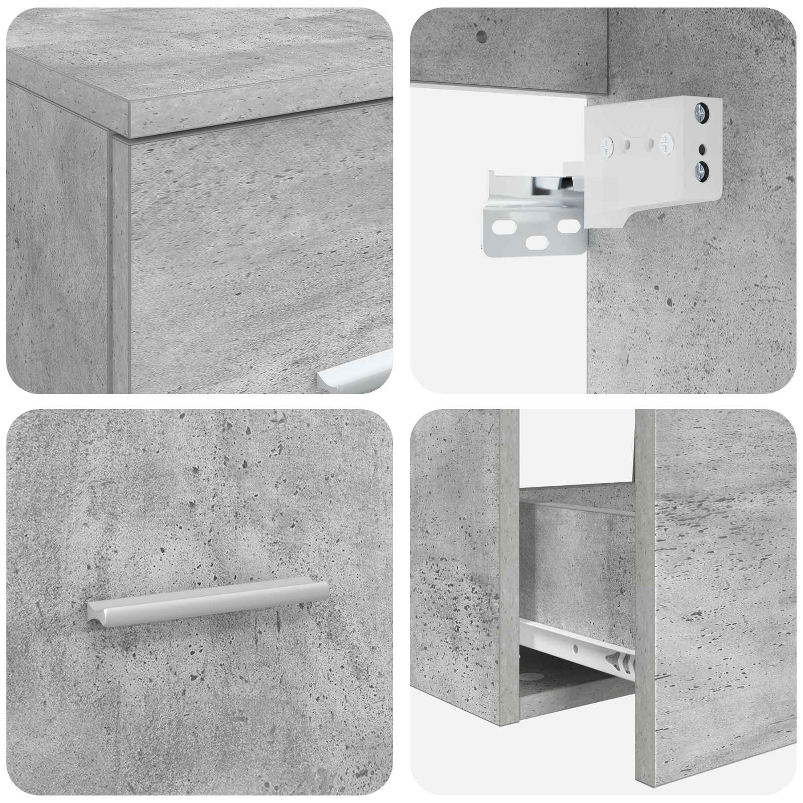 Badezimmermöbel-Set 3 stk. Betongrau 49,5 x 44,5 x 65,5 cm
