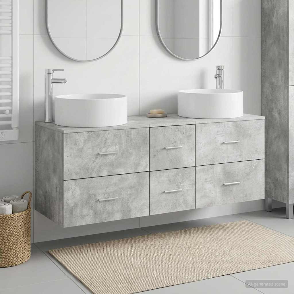 Badezimmermöbel-Set 3 stk. Betongrau 49,5 x 44,5 x 65,5 cm