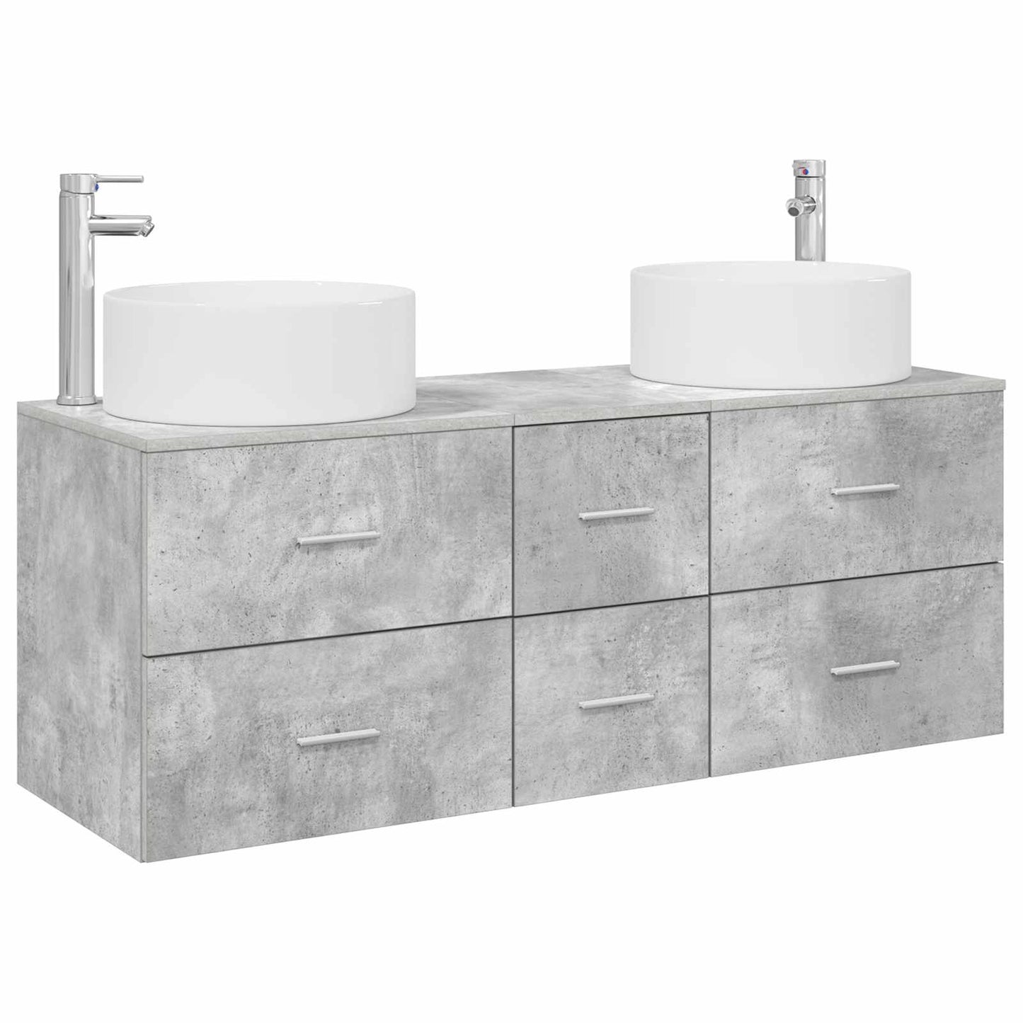 Badezimmermöbel-Set 3 stk. Betongrau 49,5 x 44,5 x 65,5 cm