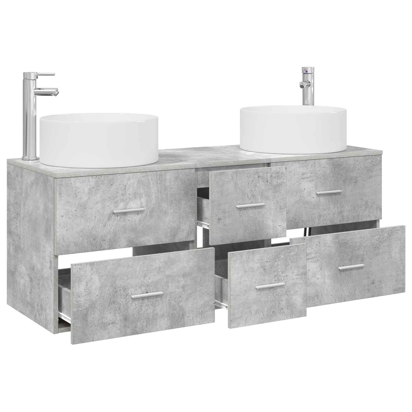 Badezimmermöbel-Set 3 stk. Betongrau 49,5 x 44,5 x 65,5 cm