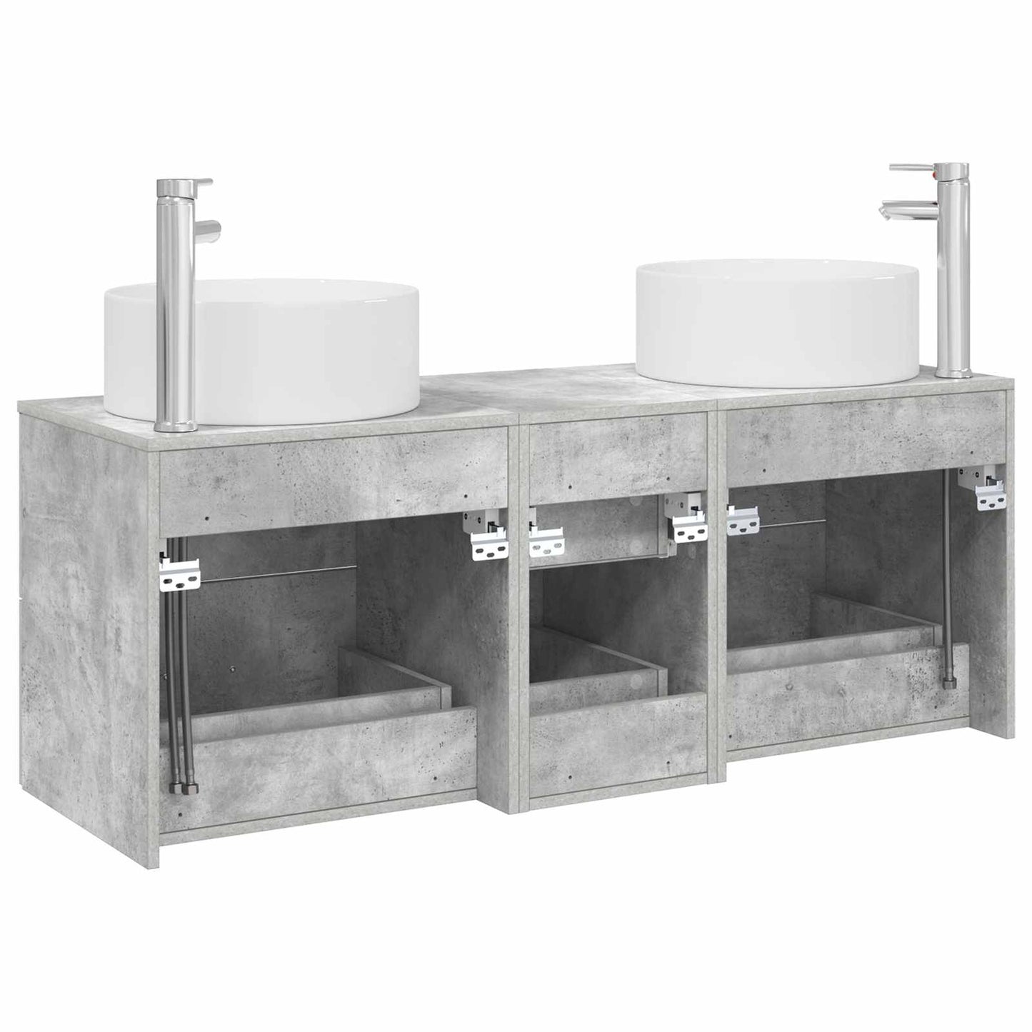 Badezimmermöbel-Set 3 stk. Betongrau 49,5 x 44,5 x 65,5 cm
