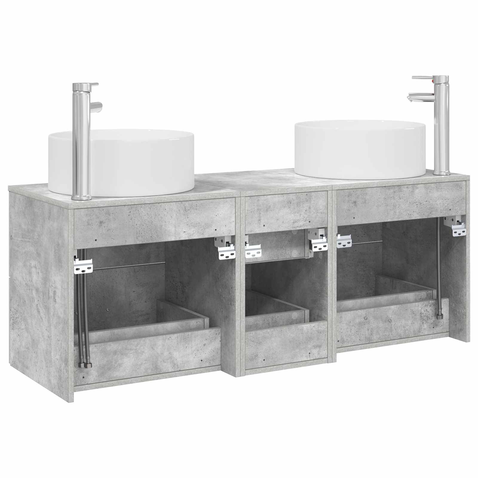 Badezimmermöbel-Set 3 stk. Betongrau 49,5 x 44,5 x 65,5 cm