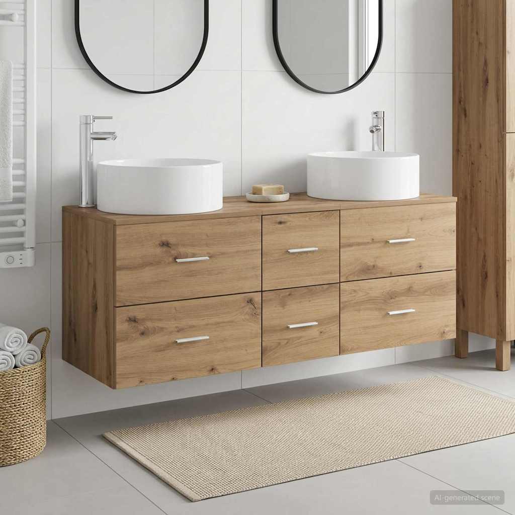 Badezimmermöbel-Set 3 Stk. Artisan-Eiche 49,5 x 44,5 x 65,5 cm