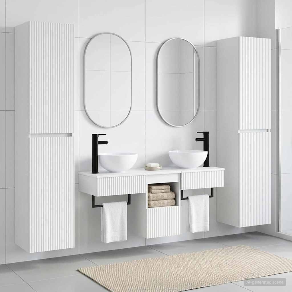 Badezimmermöbel-Set 5 stk. Weiß 33 x 34,5 x 160 cm