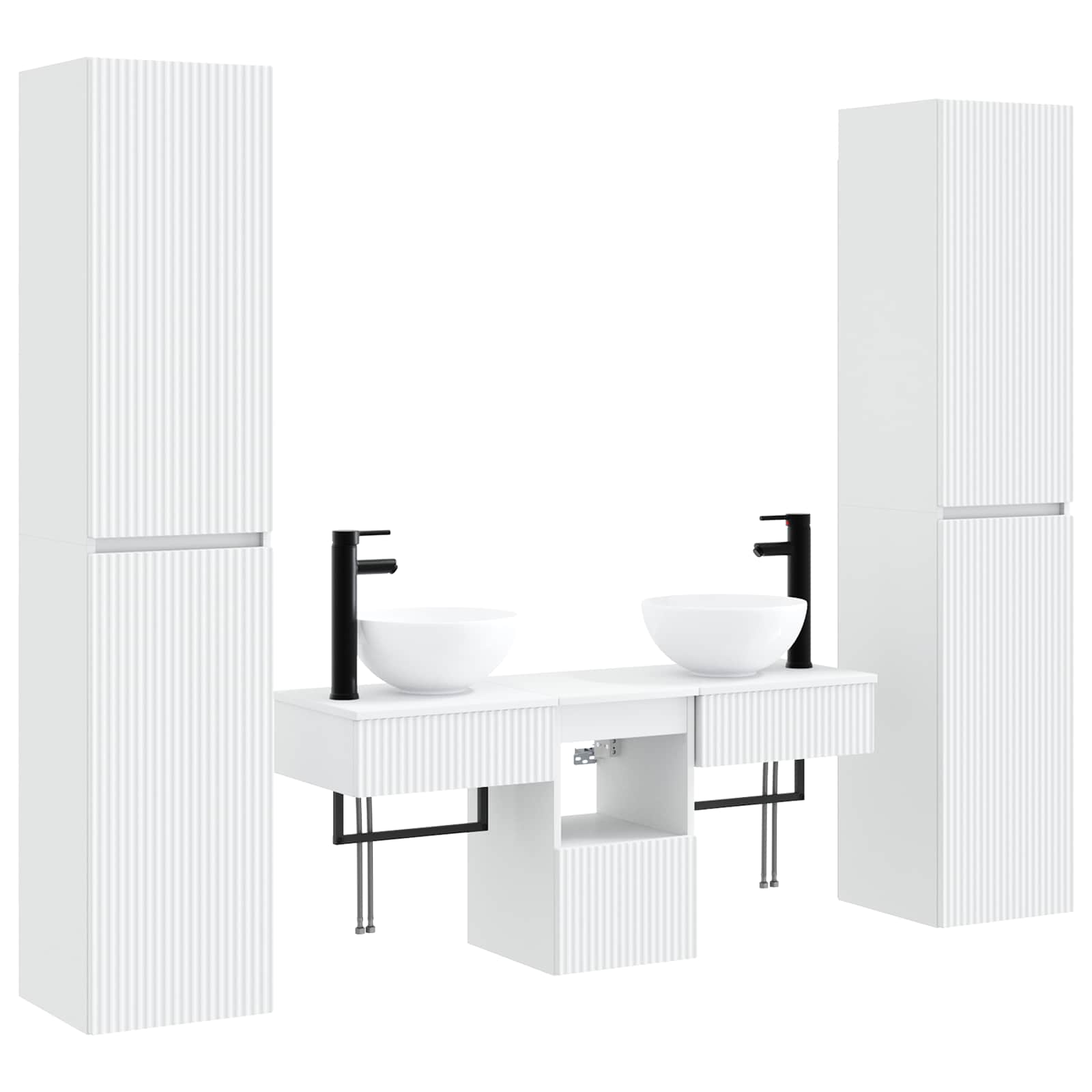 Badezimmermöbel-Set 5 stk. Weiß 33 x 34,5 x 160 cm