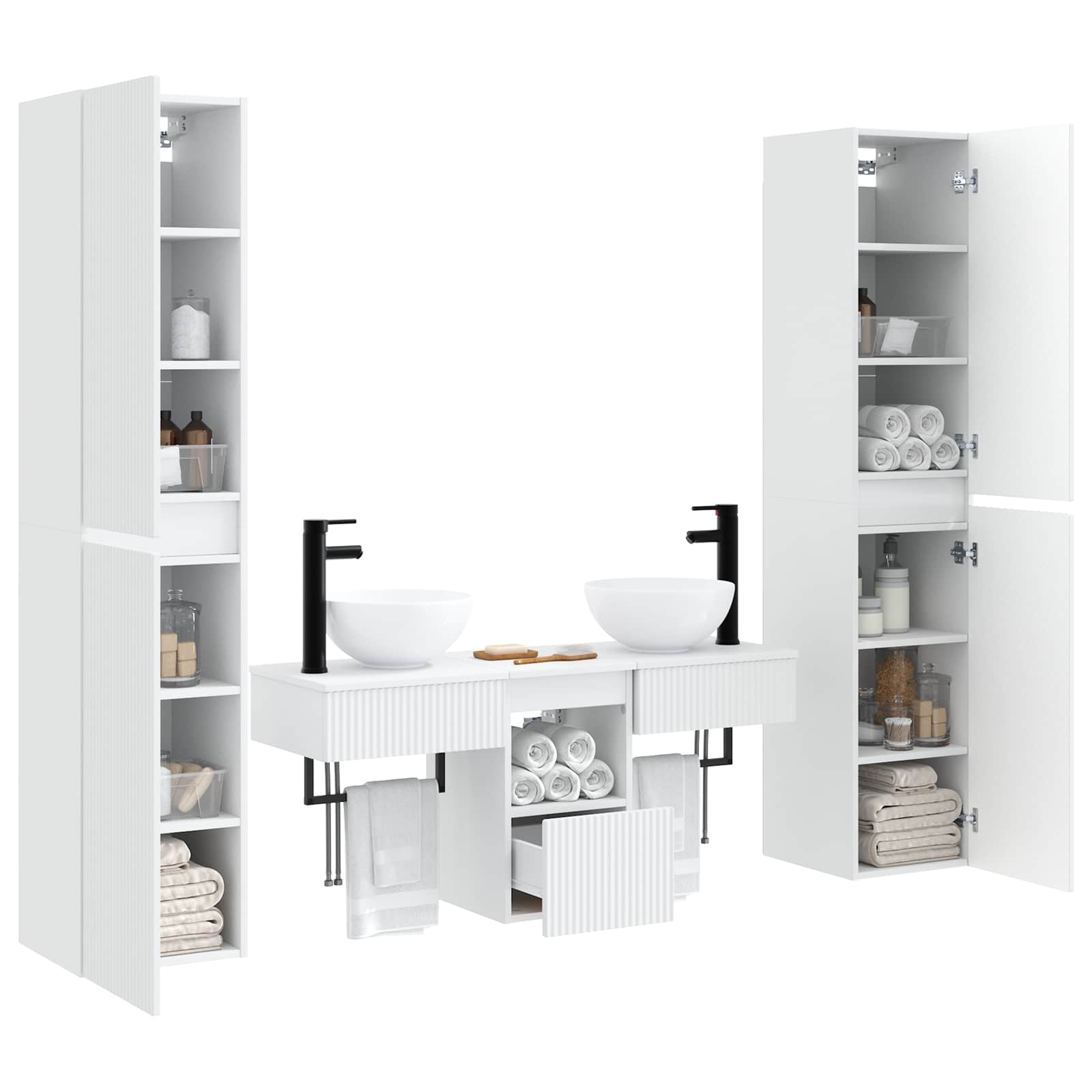 Badezimmermöbel-Set 5 stk. Weiß 33 x 34,5 x 160 cm