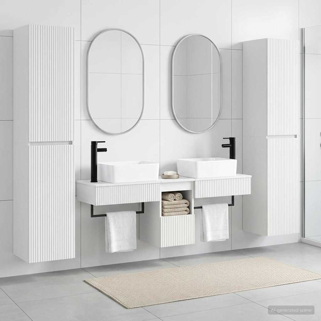 Badezimmermöbel-Set 5 stk. Weiß 33 x 34,5 x 160 cm