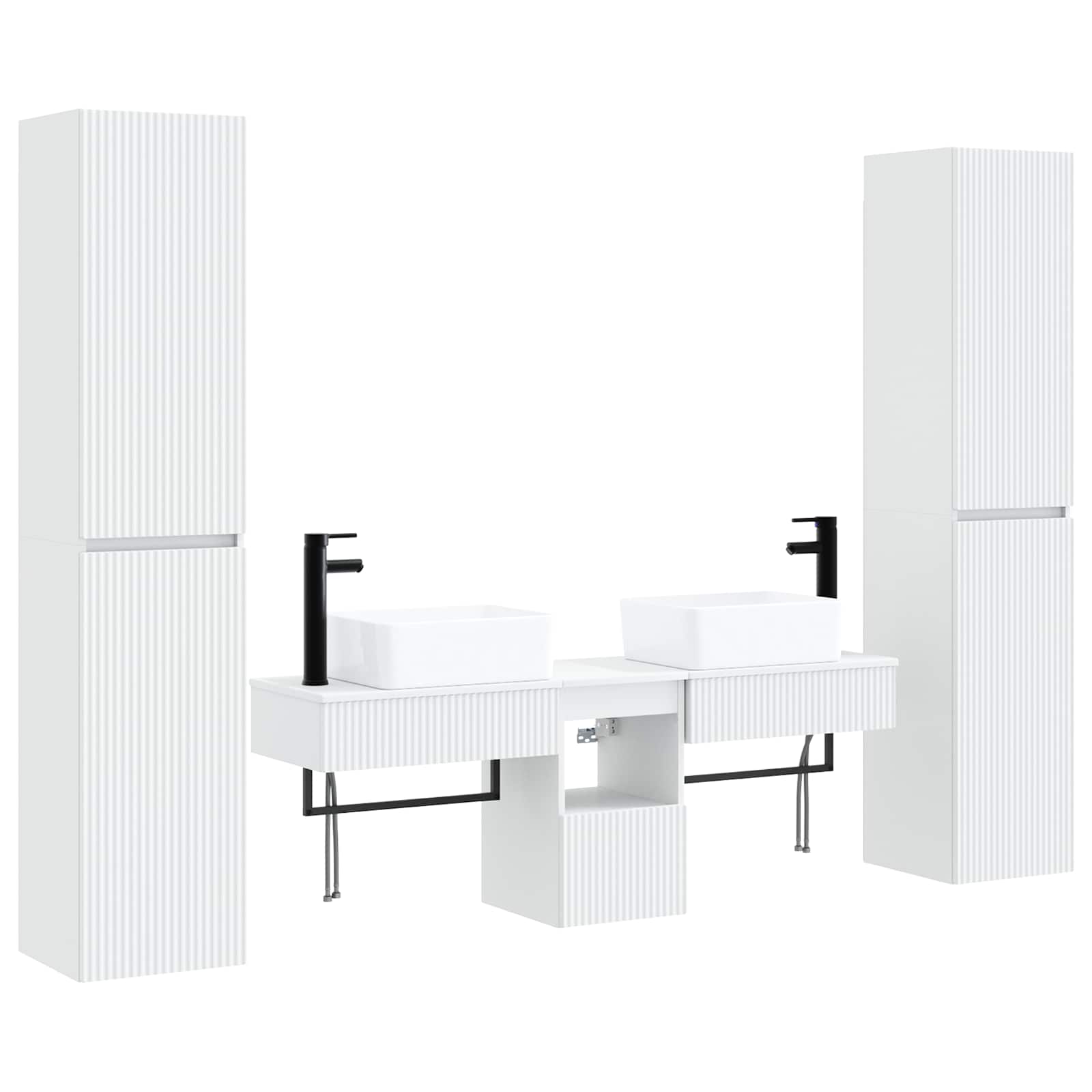 Badezimmermöbel-Set 5 stk. Weiß 33 x 34,5 x 160 cm