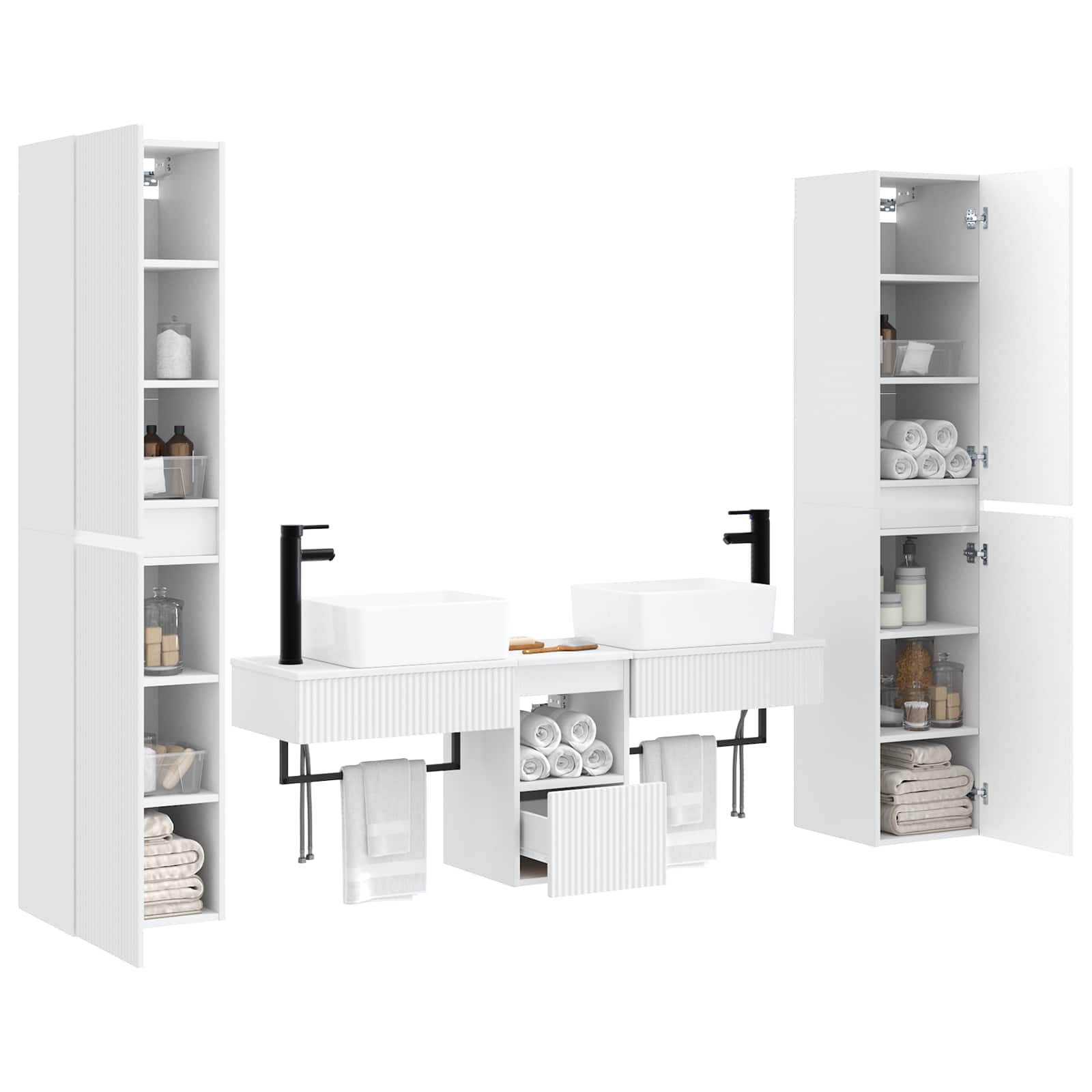 Badezimmermöbel-Set 5 stk. Weiß 33 x 34,5 x 160 cm
