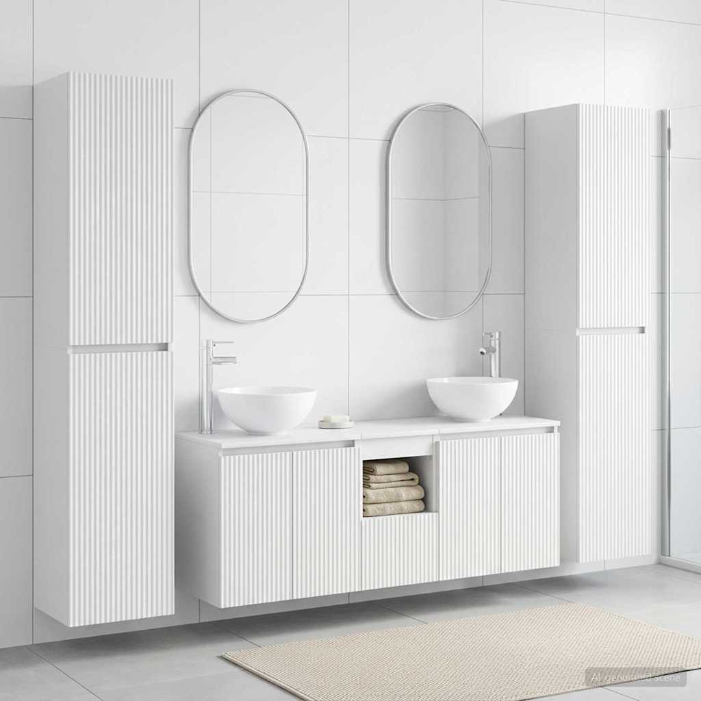 Badezimmermöbel-Set 5 stk. Weiß 33 x 34,5 x 160 cm
