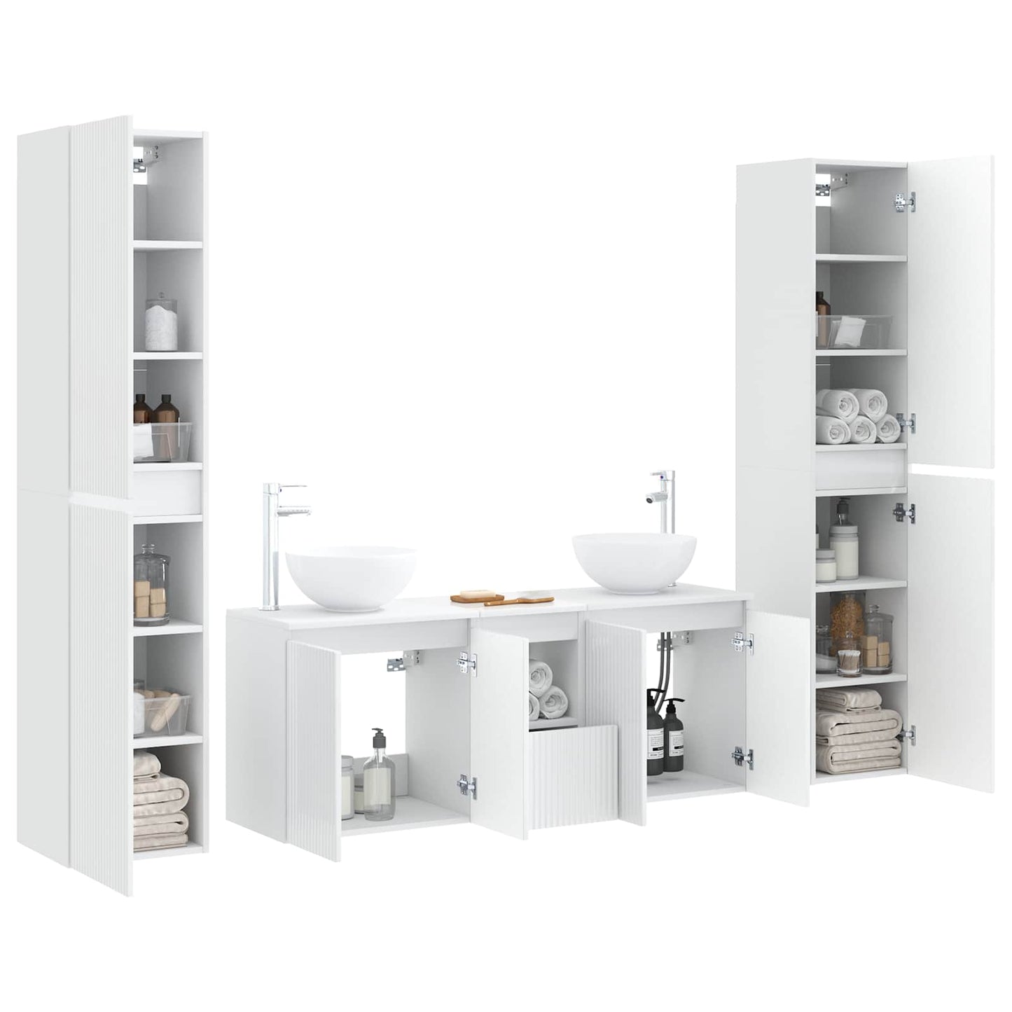 Badezimmermöbel-Set 5 stk. Weiß 33 x 34,5 x 160 cm
