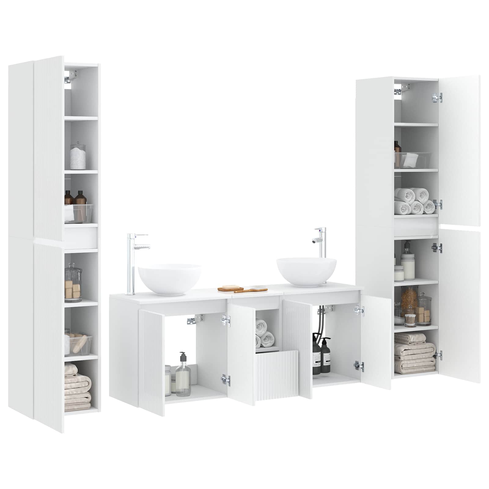 Badezimmermöbel-Set 5 stk. Weiß 33 x 34,5 x 160 cm