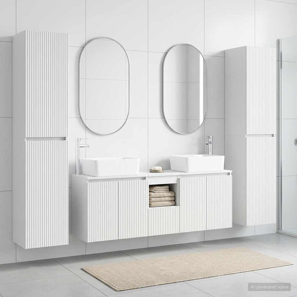 Badezimmermöbel-Set 5 stk. Weiß 33 x 34,5 x 160 cm