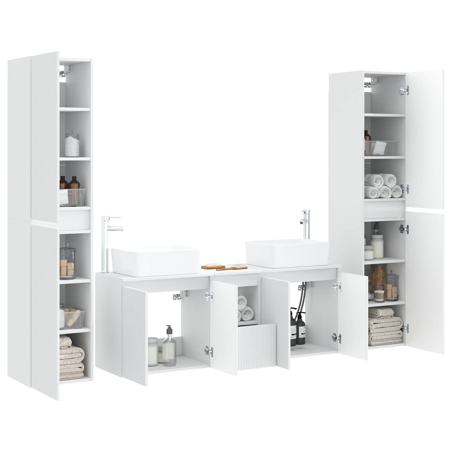 Badezimmermöbel-Set 5 stk. Weiß 33 x 34,5 x 160 cm