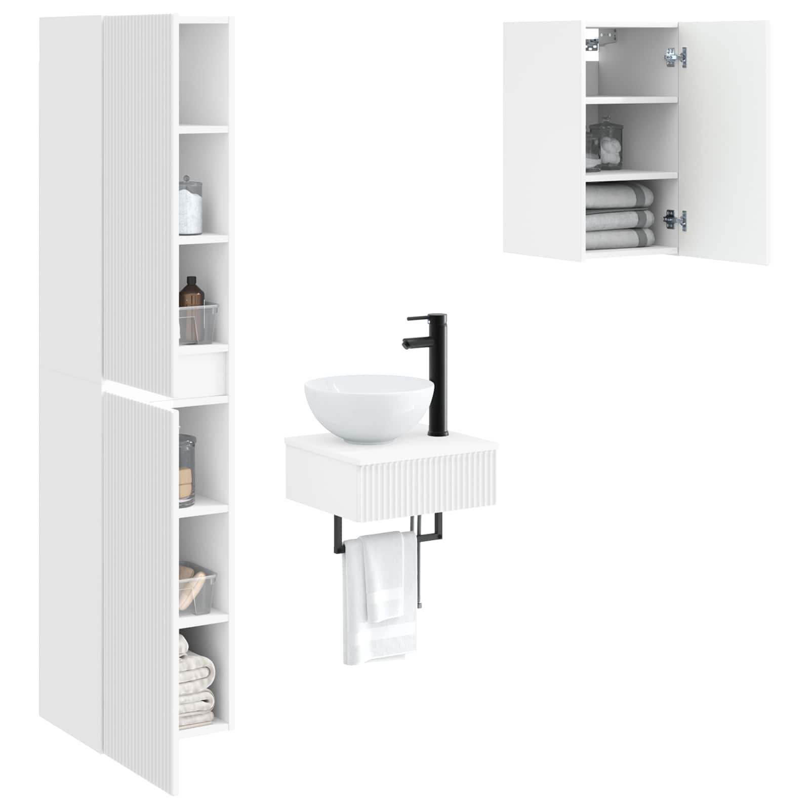 Badezimmermöbel-Set 3 stk. Weiß 33 x 34,5 x 160 cm