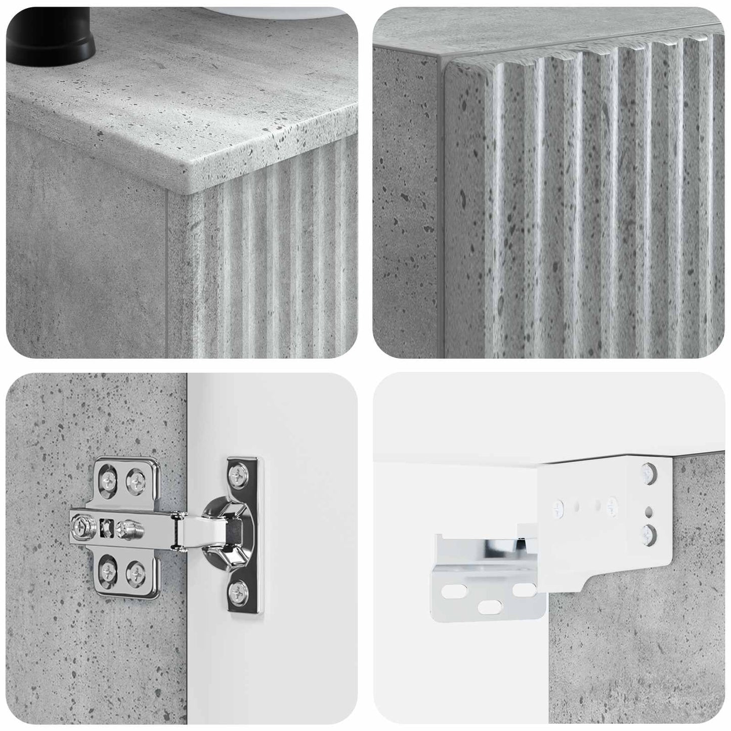 Badezimmermöbel-Set 3 stk. Betongrau 33 x 34,5 x 160 cm