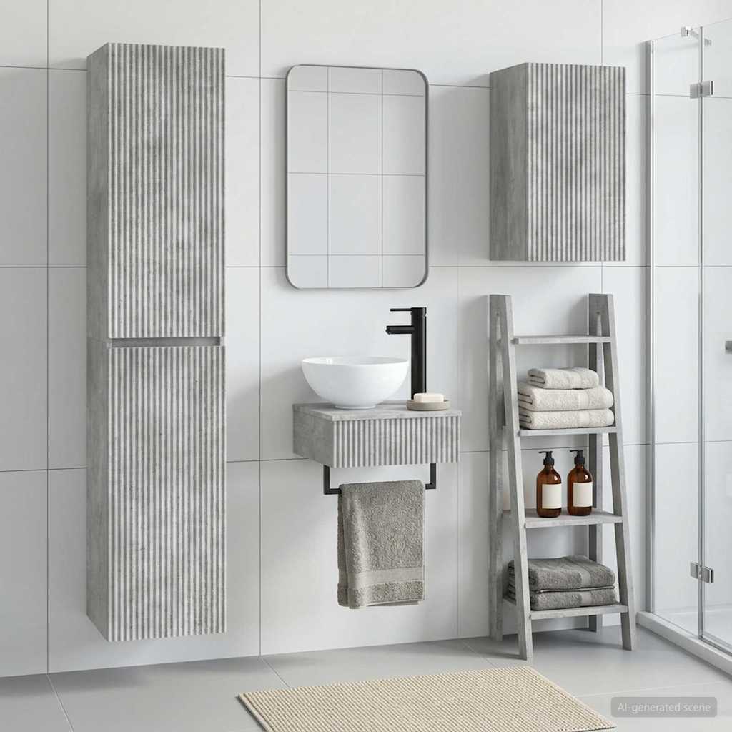 Badezimmermöbel-Set 3 stk. Betongrau 33 x 34,5 x 160 cm