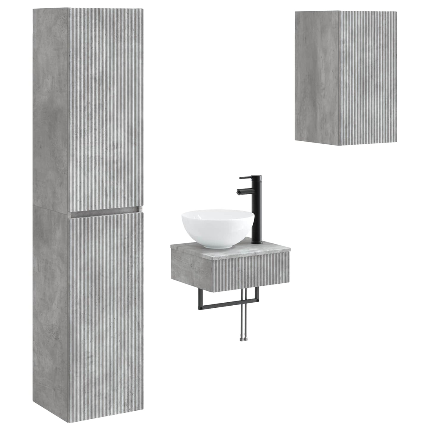 Badezimmermöbel-Set 3 stk. Betongrau 33 x 34,5 x 160 cm