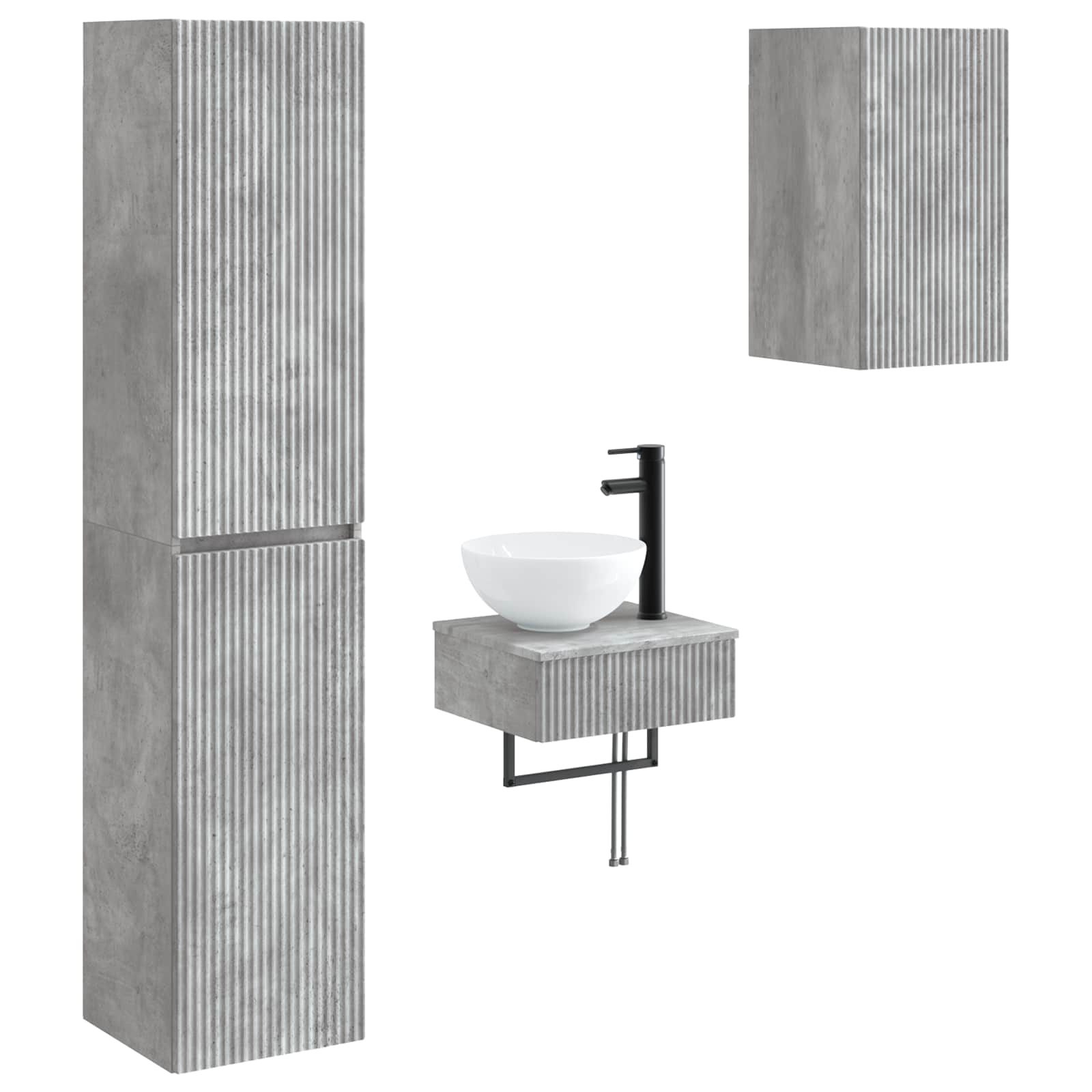 Badezimmermöbel-Set 3 stk. Betongrau 33 x 34,5 x 160 cm