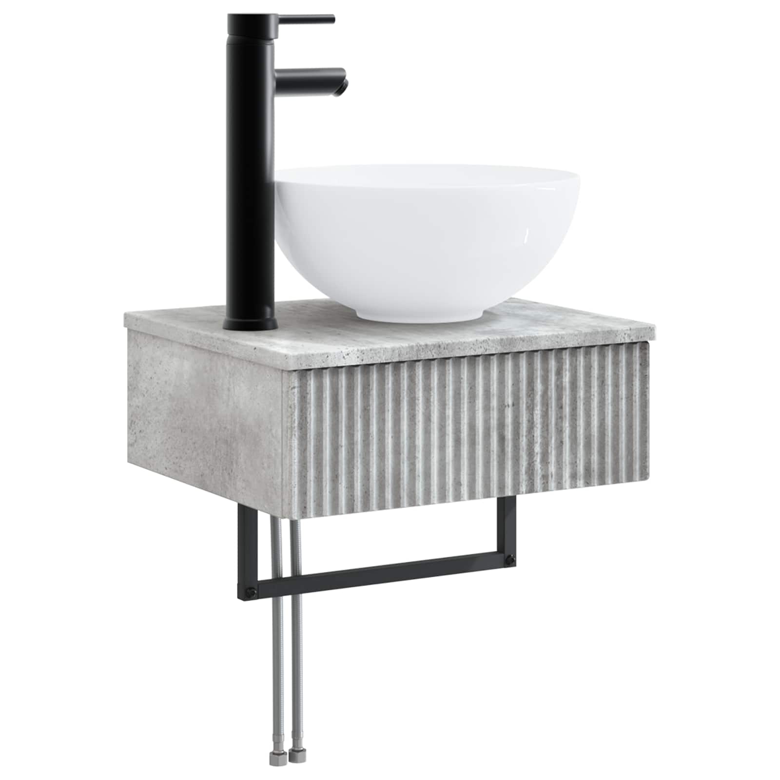 Badezimmermöbel-Set 3 stk. Betongrau 33 x 34,5 x 160 cm