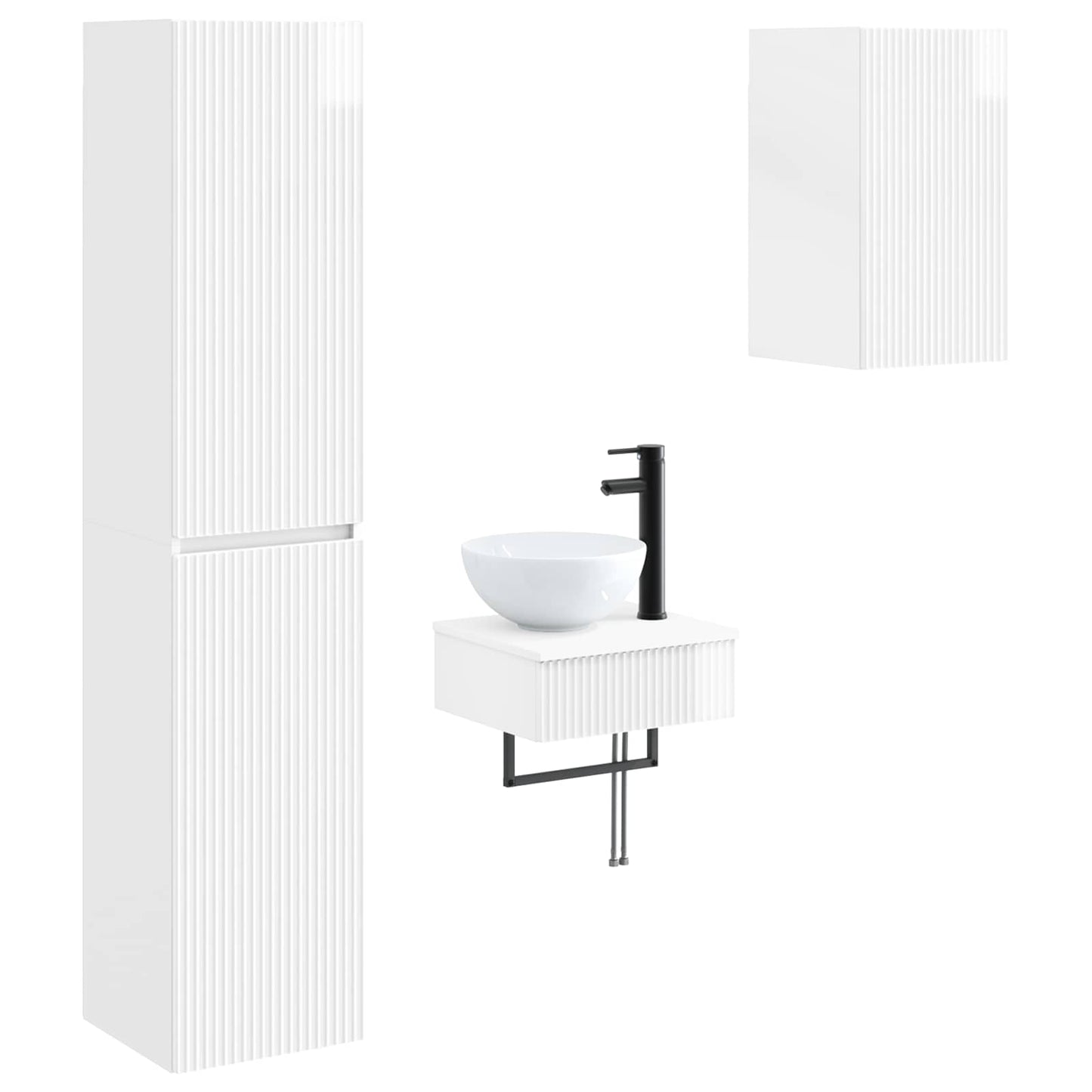 Badezimmermöbel-Set 3 stk. Hochglanz Weiß 33 x 34,5 x 160 cm