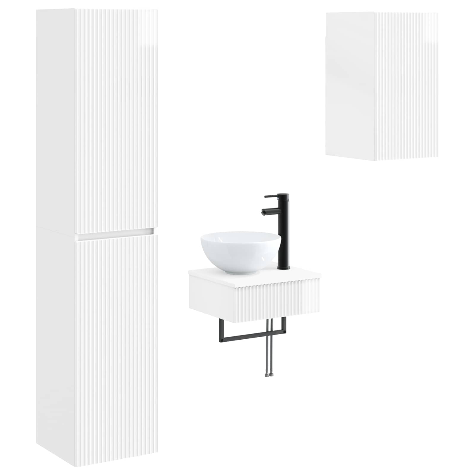 Badezimmermöbel-Set 3 stk. Hochglanz Weiß 33 x 34,5 x 160 cm