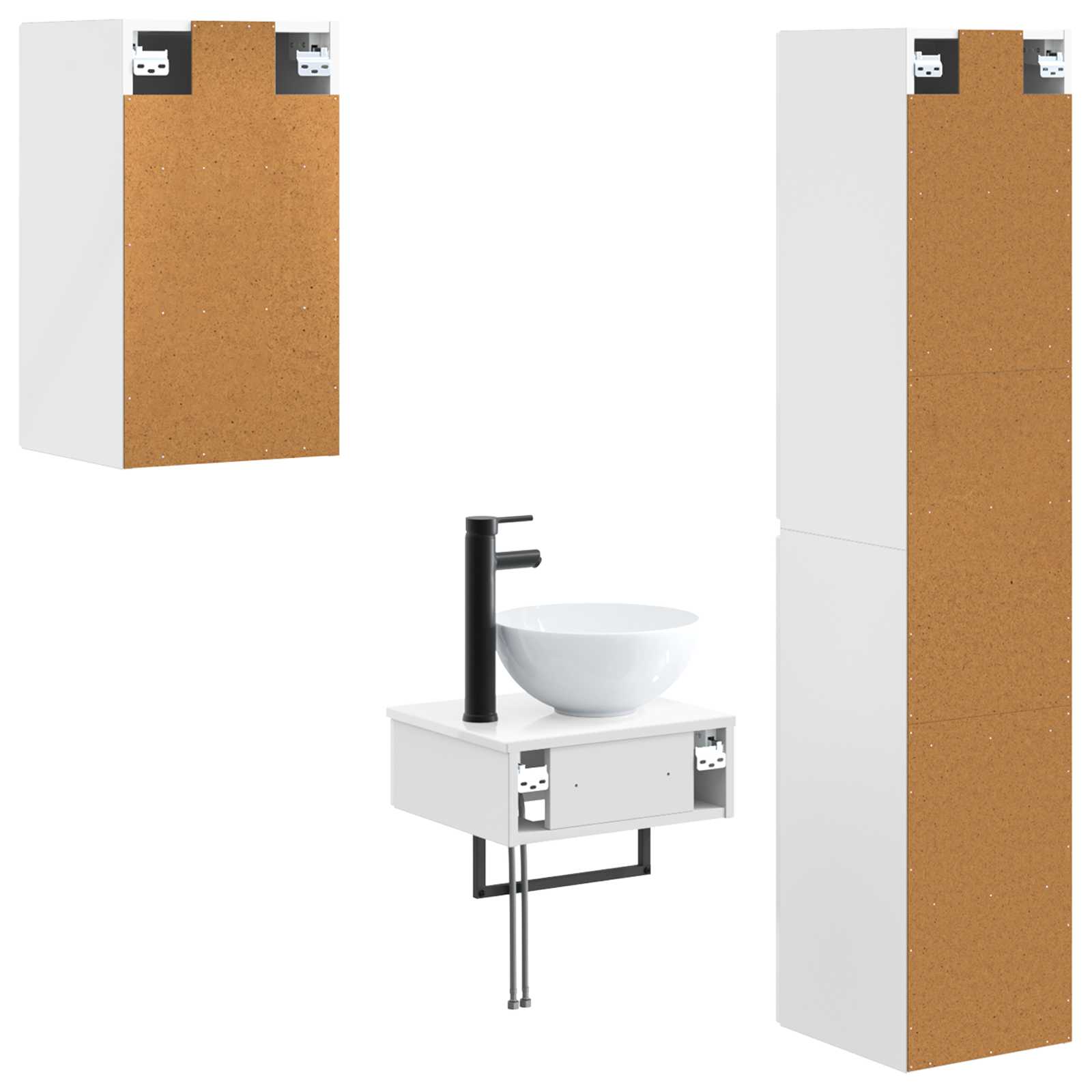 Badezimmermöbel-Set 3 stk. Hochglanz Weiß 33 x 34,5 x 160 cm