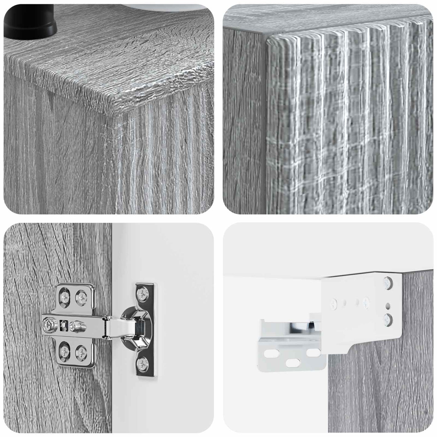 Badezimmermöbel-Set 3 stk. Grau Sonoma 33 x 34,5 x 160 cm