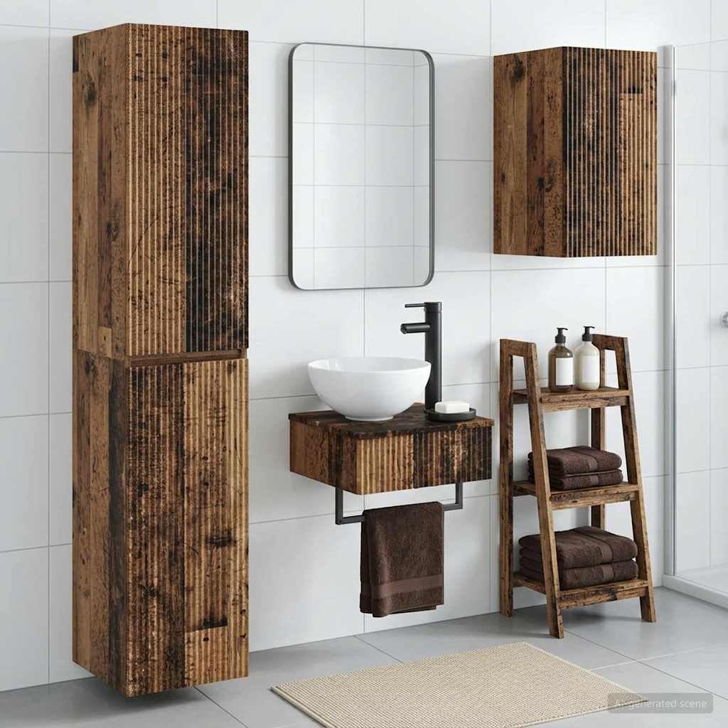 Badezimmermöbel-Set 3 stk. Altholz 33 x 34,5 x 160 cm