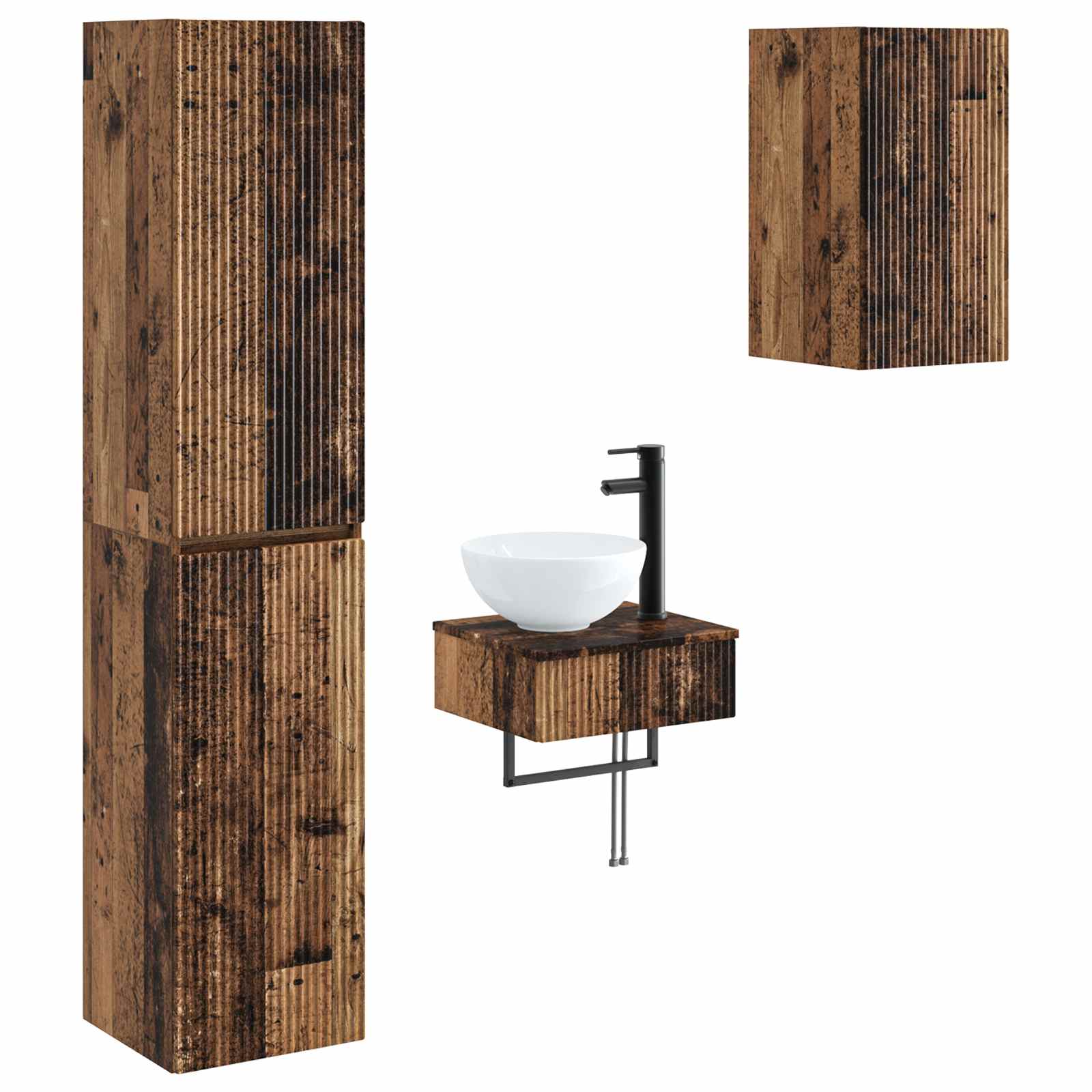 Badezimmermöbel-Set 3 stk. Altholz 33 x 34,5 x 160 cm