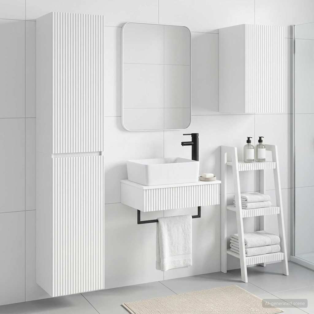Badezimmermöbel-Set 3 stk. Weiß 33 x 34,5 x 160 cm