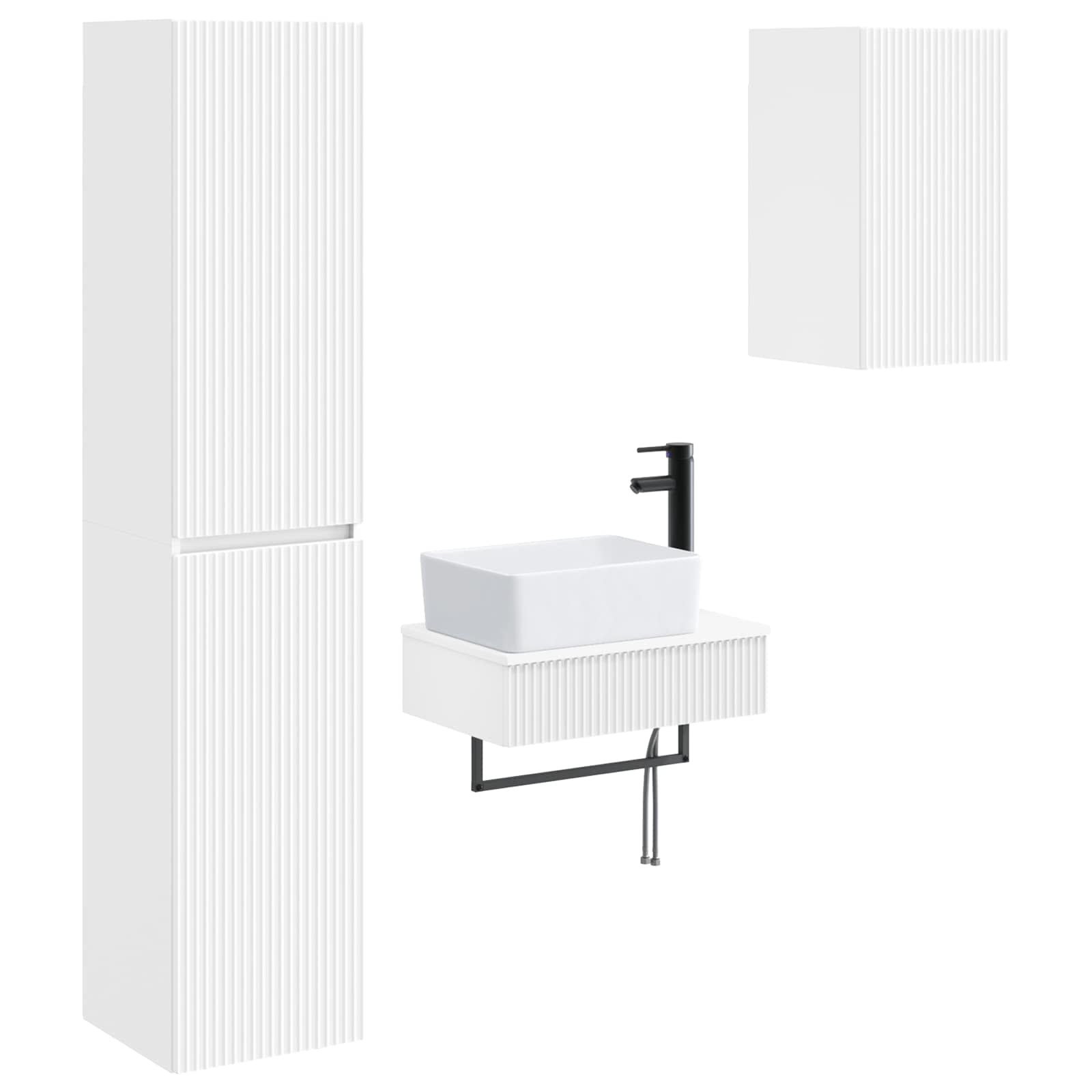 Badezimmermöbel-Set 3 stk. Weiß 33 x 34,5 x 160 cm