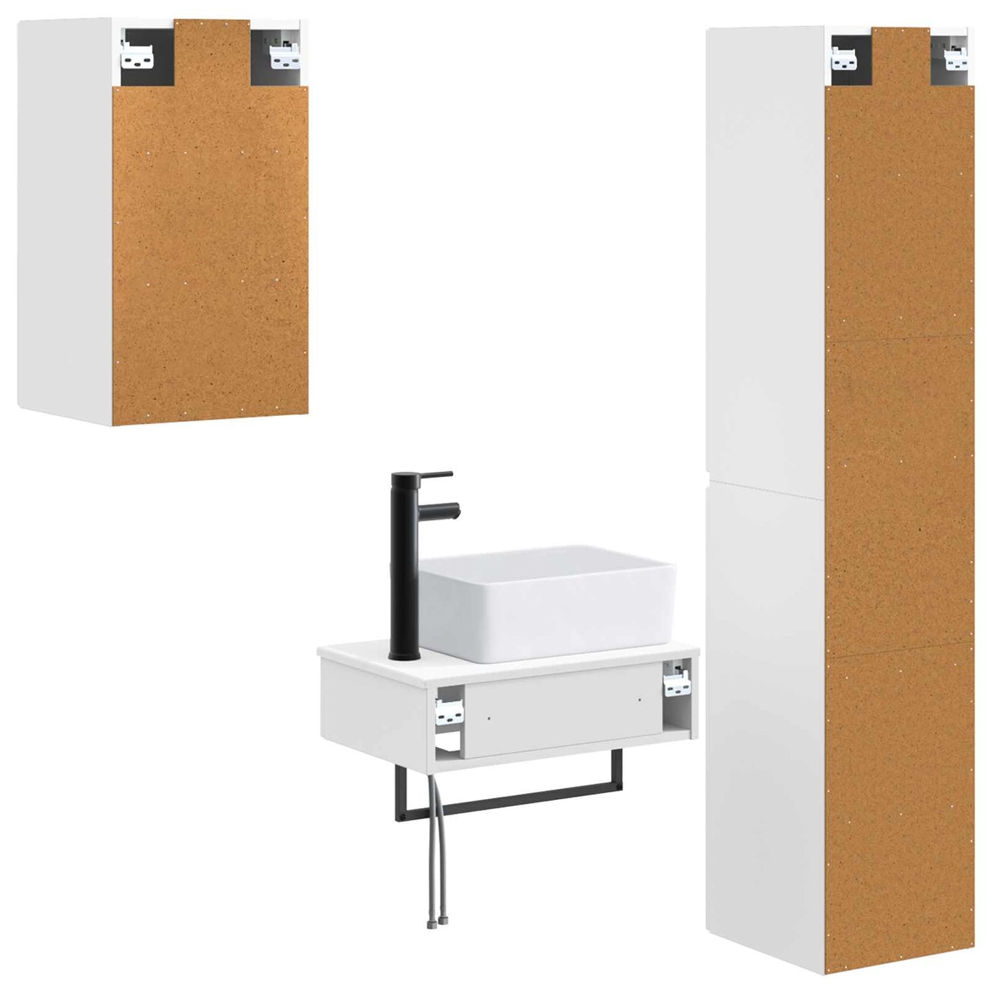Badezimmermöbel-Set 3 stk. Weiß 33 x 34,5 x 160 cm